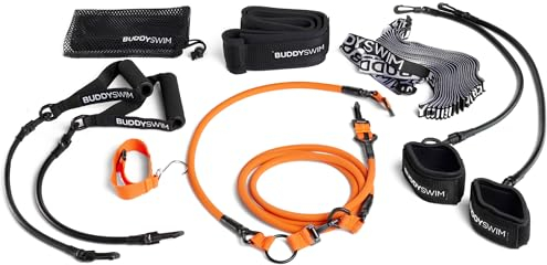 Buddyswim Statischer Schwimmgürtel. Einstellbare elastische Seil für Widerstandstraining, AquaFitness und Pilates Geeignet für Amateure und Profis.