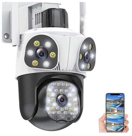 8K 15MP Camera Outdoor Three Lens Security Camera AI Tracking PTZ 8MP IP Cam Security Protection Surveillance Cameras for Home Security(15MP Camera)