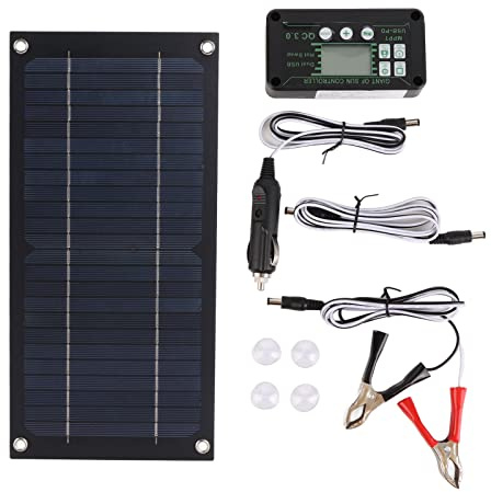 Masyrt Kit de panneau solaire portable 600 W avec contrôleur 100 A, chargeur de panneau solaire monocristallin avec câble d'extension et clip de batterie pour camping-car