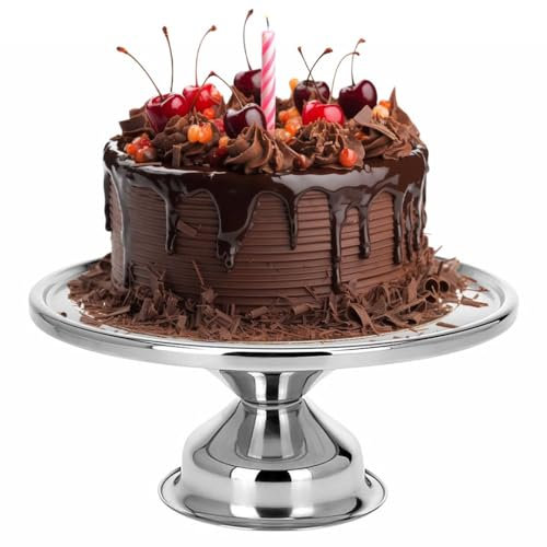 GEEZY Stainless Steel Cake Stands 13 - Round Silver Cup Cake Stand, Pedestal Cake Display, Perfect Baking Gifts - Ideal for Weddings, Christmas and Birthday