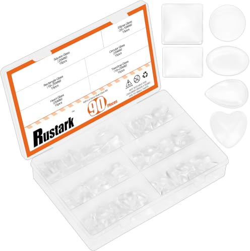 Rustark 90 Stück 6 Modelle 25mm Glas Cabochons Glaskuppel Bastel Set Glascabochons Klar Cabochons Flatback Klarglas Cabochons für DIY, Handwerkliche, Anhänger, Geschenk, Schmuck Herstellung