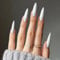 Ztcily Faux ongles Amande Long Blanc, Faux ongles avec Colle Femme Fille, Accessoire ou Idée Cadeau Noël Nouvel An Saint Valentin Mariage