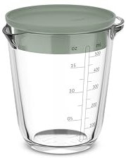 Mepal - Jarra medidora de vidrio con tapa Chef it - Medidas grabadas de fácil lectura - Apto para microondas y horno, sin tapa - Vidrio de alta calidad - Apto para lavavajillas - 500 ml - Nordic sage