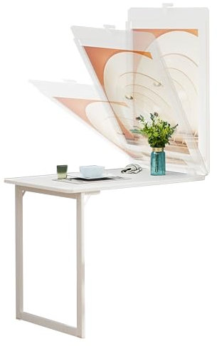 Wandmontierter Tisch Wand Klappbar Esstisch 90×60cm Weib Wandklapptisch Klappbar Küchentisch, Aufklebbare Dekoration Auf Der Rückseite, Geeignet Für Balkon/Schreibtisch/Computertisch/Bistrotisch