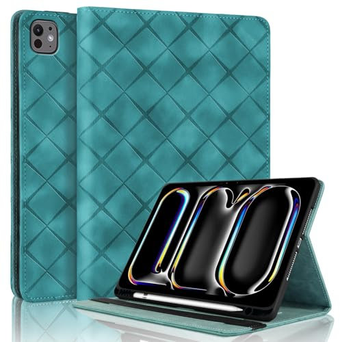 Vaitasy Coque pour iPad Air 13 2025/2024 iPad Pro 12.9 2022/2021/2020/2018 avec Fente de Stylo, Flip Cuir PU Tablet Housse avec Fonction Support Étui pour iPad Pro 12.9 - Vert