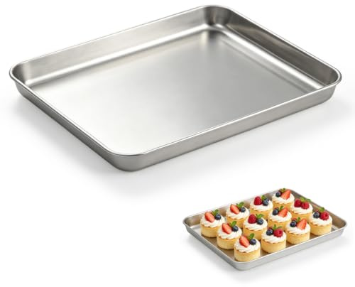 Tissting Edelstahl Brotschale Rechteckige Bratpfanne Verdickte Barbecue Schale zum Backen, Grillen und Braten im Ofen (Groß)