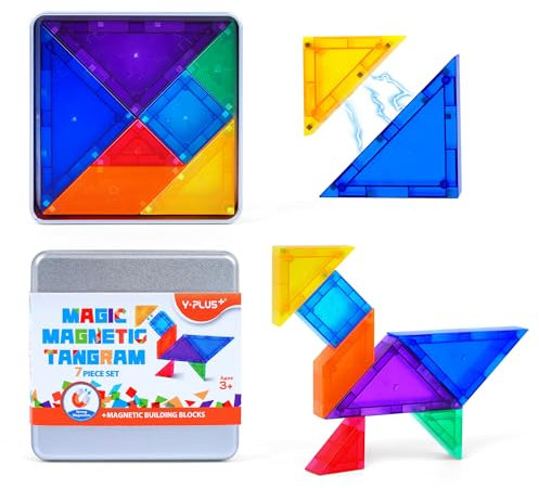 YPLUS Tangram Magnetisch – Neugierig machendes und unterhaltsames Reisespiel für Kinder ab 4, IQ Spiele, Flugzeug-Gadgets, perfektes Mitgebsel, sicher und leicht tragbar