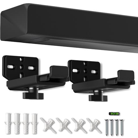 suptek Universal Soundbar Wall Mount Bracket – Adjustable Depth for Dolby Atmos Soundbars – Compatible with Samsung, Vizio, LG, Sony, Bose & More (SBR001HDB)