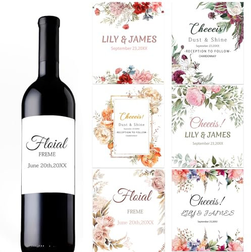 Personalised Wine Bottle Label, Custom Label for Wine Waterproof Personalized Your Text Logo Image for Wedding Birthday Party Graduation Bridesmaid Wine Labels