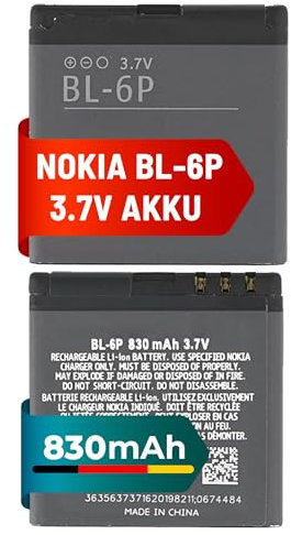 Mpsmobile® Akku für Nokia 6500c - 7900 Prism, BL-6P | 830mAh | 3,7V Li-Ion