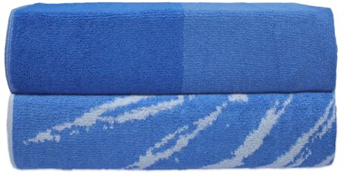 SweetNeedle Topical Palm Strandtücher für Erwachsene, 2 Stück, Hawaii-Blau, 100 % Baumwolle, Frottee, ringgesponnen, Hotel-Pool-Badetuch, schnell trocknend, fusselarm, super saugfähig, großes Handtuch