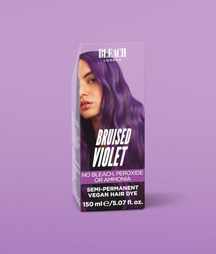 BLEACH LONDON Bruised Violet Color - Semi-Permanent Hair Color, Deep Dramatic Purple, Vegan, Cruelty Free, Temporary Hair Color Cream, 150ml
