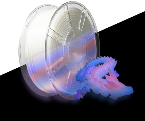 iBOSS PLA+ Filament Glow in the Dark, 3D-Drucker-Filament, Mehrfarbig, PLA Plus, Maßgenauigkeit 1,75 mm +/- 0,02 mm, 1 kg, 2,2 lb, Leuchtender Regenbogen