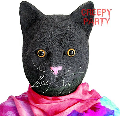 CreepyParty Festa in Costume di Halloween Maschera in Lattice a Testa di Animale Gatto Nero