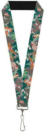 Buckle-Down Unisex-Erwachsene Lanyard-1.0-The Jungle Book 8-Character Group Greens Schlsselanhnger, Mehrfarbig, Einheitsgröße