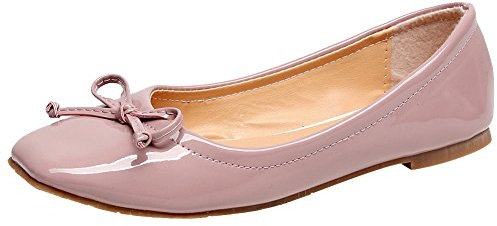 Jamron Femmes Charmant Nœud Papillon Ballerines Confortable Bout Carré Ballet Plat Slippers Escarpin Dolly Chaussures Rose SN02911 EU38