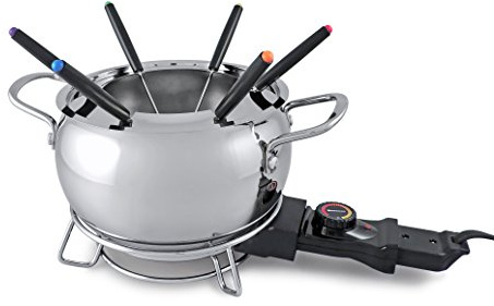 Swissmar Mont Brule Electric Fondue Set, 9-Piece, 2.1 Quart, Stainless