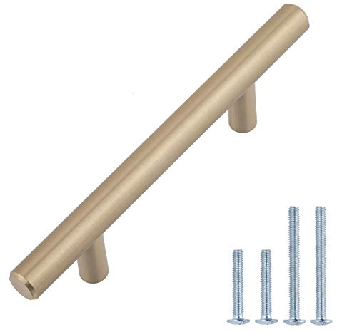 Amazon Basics Tirador de armario, 13,66 cm de longitud, 7,62 cm centro del agujero, Champán Dorado, AB1500-GC-10