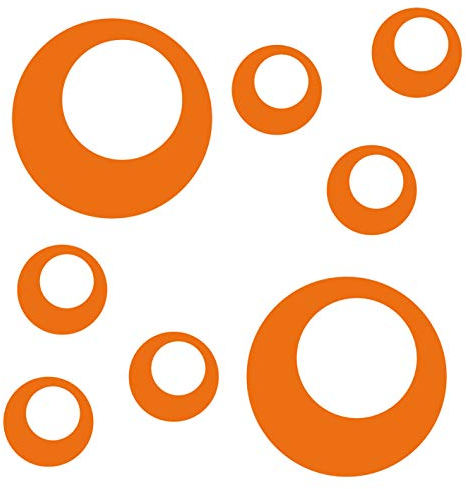 kleb-Drauf® | 8 Retro-Punkte | Orange - matt | Wandtattoo Wandaufkleber Wandsticker Aufkleber Sticker | Wohnzimmer Schlafzimmer Kinderzimmer Küche Bad | Deko Wände Glas Fenster Tür Fliese
