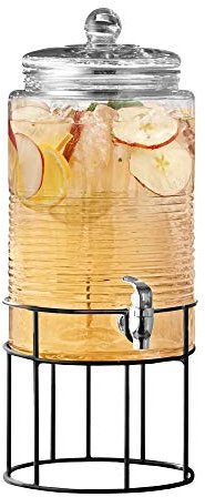 Style Setter Getränkespender für kalte Getränke, Glaskännchen, Metallständer und auslaufsicherer Acryl-Zapfen, ideal für Partys, Hochzeiten und mehr (Covina)