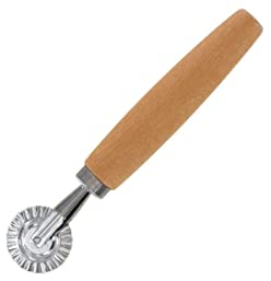 Fackelmann 40918 Roulette à pâtisserie, roulette pour raviolis, roulette inox pour raviolis, roulette à raviolis, Bois, Acier inoxydable, 15,5 cm