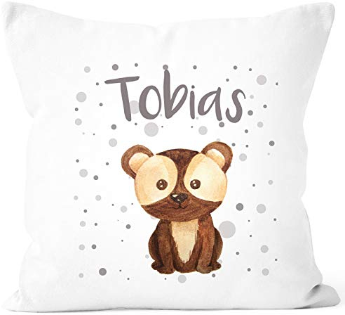 SpecialMe® Kissen-Bezug mit Namen Hund Kissen-Hülle Namenskissen Baumwolle personalisierte Geschenke Dekokissen weiß Unisize