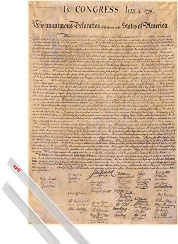 1art1 USA Plakat | Bild (91x61 cm) Die Unabhängigkeitserklärung, 4. Juli 1776 + EIN Paar Posterleisten, Transparent