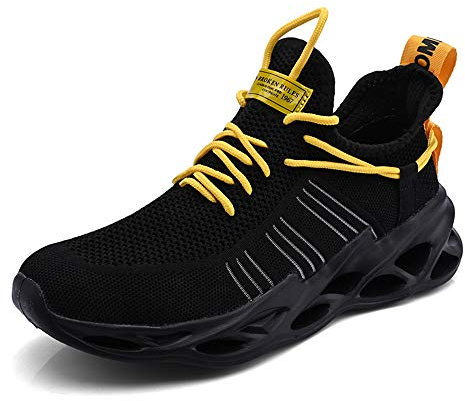 AARDIMI Herren Laufschuhe Fitness straßenlaufschuhe Sneaker Sportschuhe atmungsaktiv Anti-Rutsche Gym Fitness Schuhe (Z-1896-schwarz, Numeric_44)