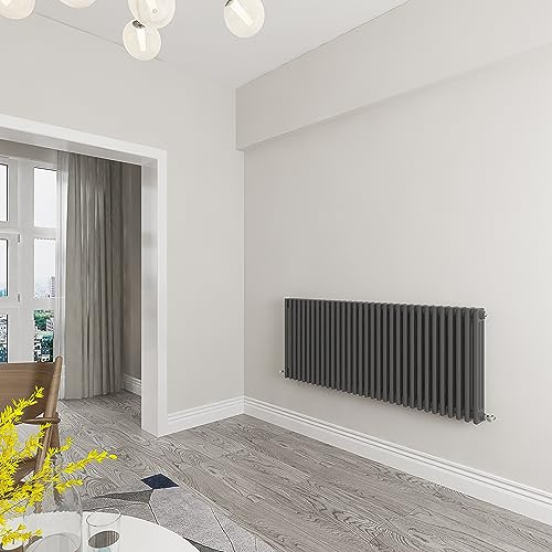 Acezanble│Traditional 3 Column Radiator Horizontal Rads Cast Iron Style anthracite-600x1460mm Centre Heating