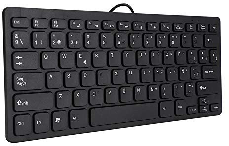 Hopcd Mini Teclado con Cable de 78 Teclas, Teclado español Compacto Ultra Fino, Teclado de Escritorio silencioso Plug and Play para Ordenador portátil Windows