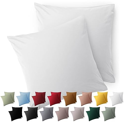 Blumtal Kissenbezug 50 x 50, 2 Stück - Oeko-TEX zert. Kissenbezüge 100% Mikrofaser in extra weich & waschmaschinenfest - Bezug Kissen 50x50 Weiß