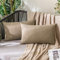 MIULEE 2er Set Wasserdicht Kissenbezug Outdoor Sofakissen Dekokissen Modern Kissenbezüge Dekorativ Kissenhülle Deko aus Polyster Leinen-Optik für Garten Sofa Wohnzimmer Bett 30x50 cm Khaki