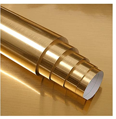 Wzrx7 - shop Papel Pintado de PVC Cepillado Espejo de Metal Frigorífico Autoadhesivo Papel Pintado Impermeable Etiqueta de renovación de Muebles Puerta del frigorífico Película Decorativa Oro Plata