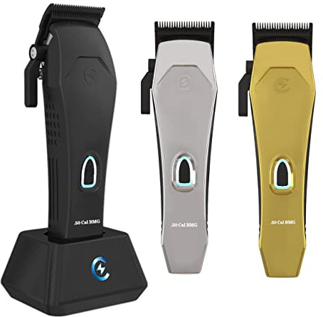 Caliber Pro - .50 Cal BMG Clipper - Professional Cordless Magnetic Motor Clippers - Quiet Operation Trimmer - Rechargeable Powerful Battery - Easy Zero Gap Cut - Hair Grooming Tool for Men