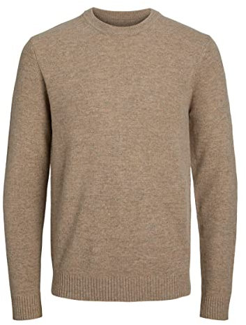 Jack & Jones Men's JPRLAMBSWOOL Knit Crew Neck LN Pullover, Winter Twig, XXL