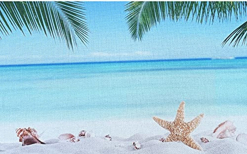 Tovagliette Americana Blu Stella Marina Tovagliette Colazione PVC Tovagliette Americana Plastica Lavabili Antiscivolo Sottopiatti Resistente Al Calore Sotto Piatti Da Tavola 30x45cm 8 Pcs