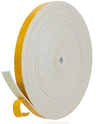 Dichtungsband Selbstklebend Fensterdichtung 12mm(B) x 1.5mm(D)/10m(L) Fenster Türdichtung Dichtung Schaumstoff Klebeband, Gummi-Dichtungsstreifen Schalldämmung Kollision Siegel Weiß