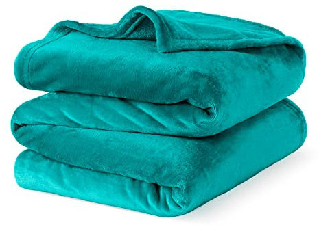 LIVIVO Flannel Fleece Blanket- Super Soft Cosy Cuddly Sofa Throw - Perfect For Bed, Sofa, Travel, Picnic & Camping- Single/Double/King (Ocean, King (U.K. Standard))