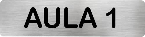 Becral® - Señal de acero inoxidable AULA 1 | Placa puerta INOX | Señal informativa | Cartel Puerta 200X50mm