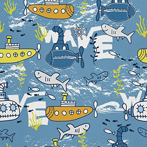 HEKO PANELS Stoff Oxford Wasserdichte Meterware Canvas-Stoff Polyester Stoff Zum Nähen Nähstoffe Möbelstoffe Dekostoffe Wasserabweisend Blickdicht Kinder Unterwasserwelt 1 Meter 155 x 100 cm