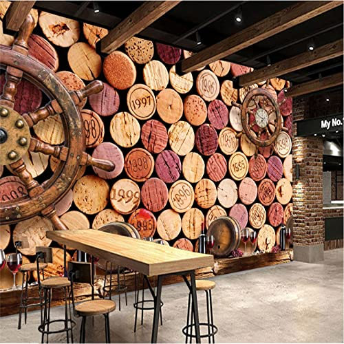 XLMING Vintage Wine Bottle Cork Themed Wallpaper 3D Bar Ktv Industrial Decorative Background Mural Wallpaper 3D Decoration Mural Custom 3D Wallpaper Paste Living Room The Wall for bedroom-150cm×105cm