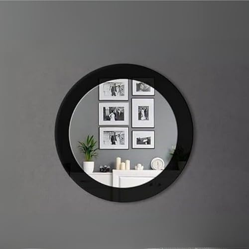 Spiegel rund 80 cm, Wandspiegel Moderner Dekorativer Kristallspiegel für Wohnzimmer, Schlafzimmer, Flur, Schminktisch, Eingangsbereich Wanddekoration in Schwarz