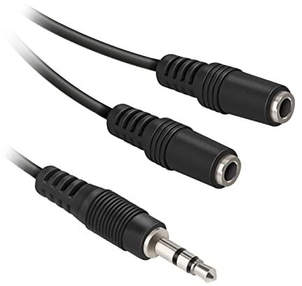 ekon AUX Splitter Splitter, 2 x 3,5 mm Klinkenstecker, 20 cm Kabel, für Kopfhörer, Kabel, Mikrofon, PC, Laptop, Lautsprecherboxen, Autoradios