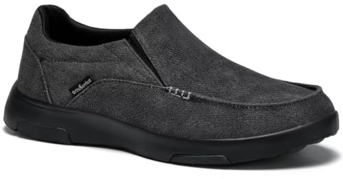 OrthoComfoot Men's Orthopedic High Arch Walking Shoes, Orthotic Slip-On Driving Sneakers, Lightweight Outdoor Shoes for Orthotics Supportive Black Size 10
