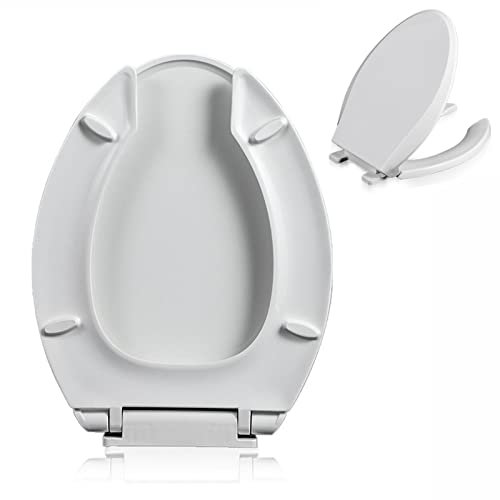 Länglicher Kunststoff-Toilettensitz, Vorne Offen Mit Abdeckung, Leise Schließender Sitz, Normale Beanspruchung Im Wohnbereich Oder Leichte Gewerbliche Nutzung, Weiß