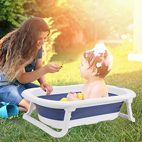 Cecaylie Baby Badewanne mit Anti Stütze 50L, 80x49x21cm Faltbare babywanne mit Echtzeit-Temperaturmessung, baby wanne, Badewanneneinsatz Baby-Badewanne, Baby Badewanne für Babys 0-6 Jahre, Blau
