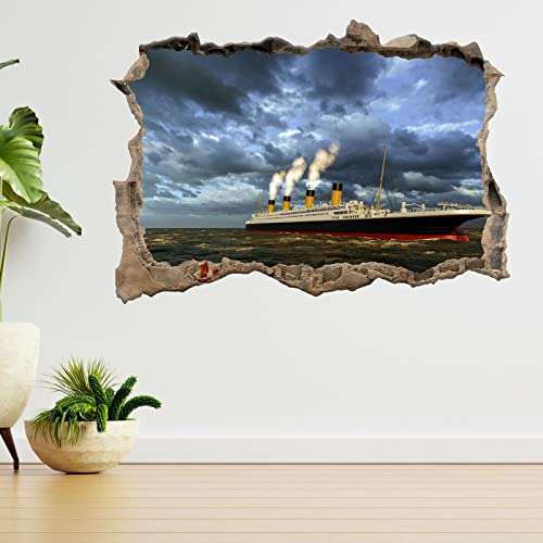 Wandtattoo Rissig DIY Fototapete Titanic Ship Computer 3D Render Zertrümmerte Ansicht Wandaufkleber Poster Aufkleber A318 50x70CM