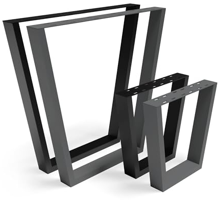 NOGGI: 2 Tischkufen Metall (77/50x72cm-schwarz-Esstisch) I Tischbeine V-Form I Möbelfüße für Dein DIY Schreib-, Couch-, Wohnzimmer- oder Bartisch Projekt I Moderne Scandic Legs aus Vierkantprofilen