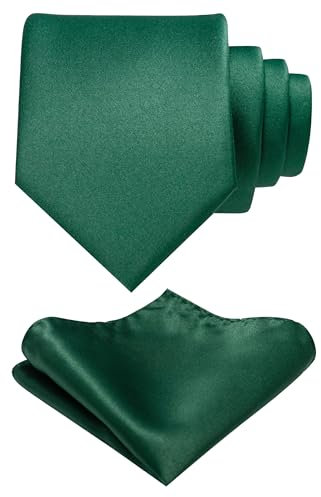 RBOCOTT Emerald Green Tie and Pocket Square Necktie Set for Men(29)