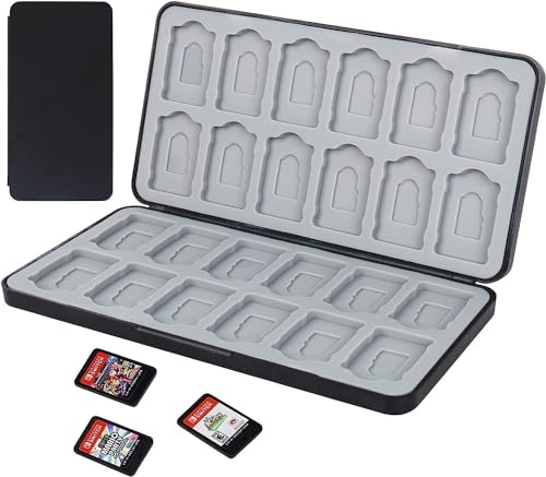 DMJJSD Spiele Aufbewahrung für Switch Game Card Aufbewahrungsbox für Nintendo Switch mit 24 Game Card Slots und 24 Micro SD Karten, Magnetverschluss, Weiches Silikon Futter, Game Card Case